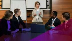 A woman leading a meeting