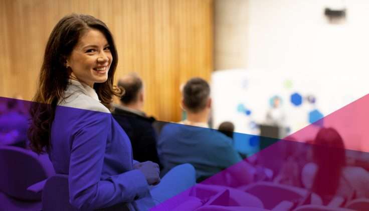 A woman attending a business presentation